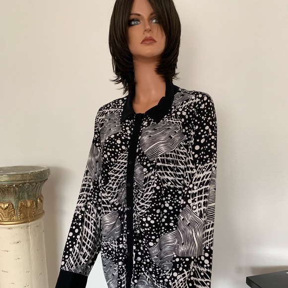 Venezia Plus Size 26/28 Tunic Shirt Designer BW - Picture 1 of 8